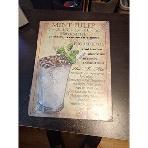 12" x 16" Metal Tin Sign Mint Julep Cocktail Bar Decor Vintage Style